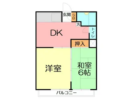 ソニアハイツ(2DK/2階)の間取り写真