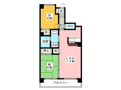 ライオンズマンション与野(2LDK/3階)の間取り写真