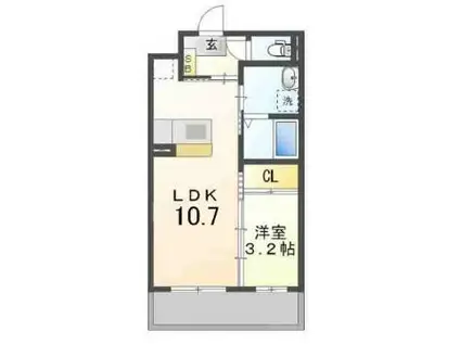 グランヒル(1LDK/4階)の間取り写真