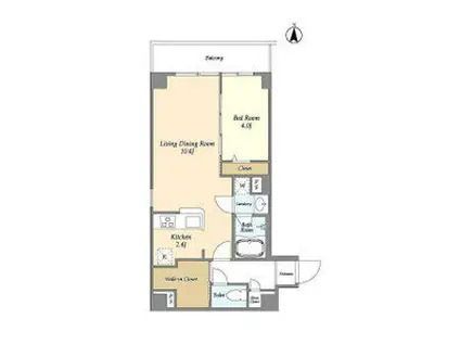 アルファコート下赤塚(1LDK/2階)の間取り写真