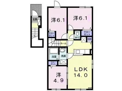 EXCEL 苫小牧(3LDK/2階)の間取り写真