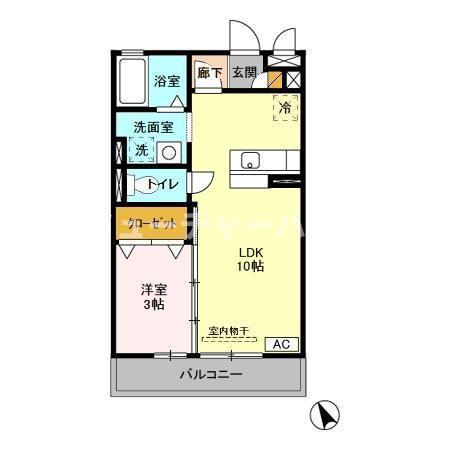 ベルデュール(1LDK/2階)の間取り写真
