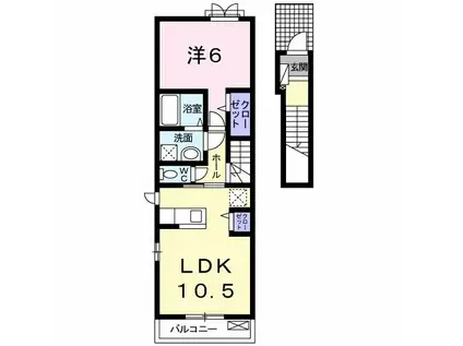クリアネス尾ノ上(1LDK/2階)の間取り写真