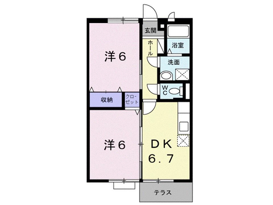 ジェニーハイツ(2DK/1階)の間取り写真