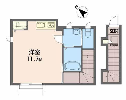 クラヴィエ川内(ワンルーム/2階)の間取り写真