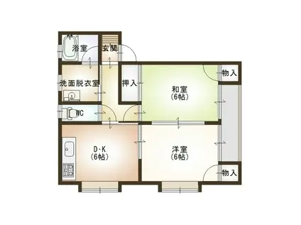 ハイツうるおい I棟(2DK/1階)の間取り写真