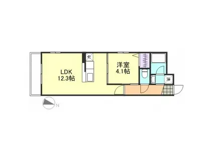 マリンパレスI(1LDK/1階)の間取り写真