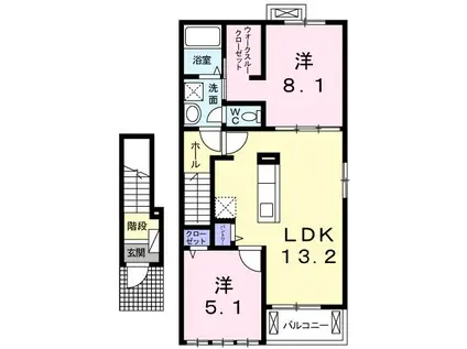 リバージュ海西II(2LDK/2階)の間取り写真