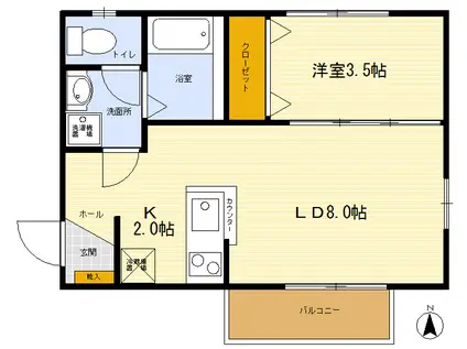 メゾンドクレール(1LDK/1階)の間取り写真