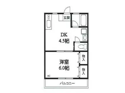 ユタカハイムIII(1DK/1階)の間取り写真