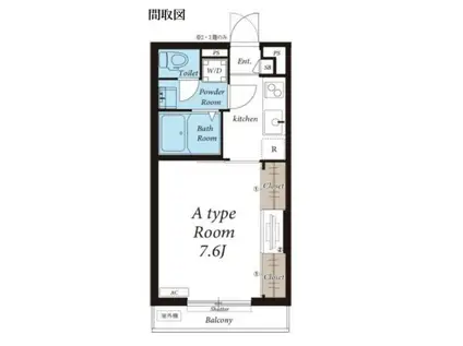 リブリ・ひゅーき(1K/2階)の間取り写真