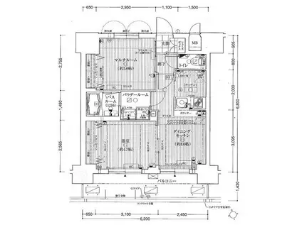 エステムプラザ難波ウエストII プレディア(2DK/15階)の間取り写真