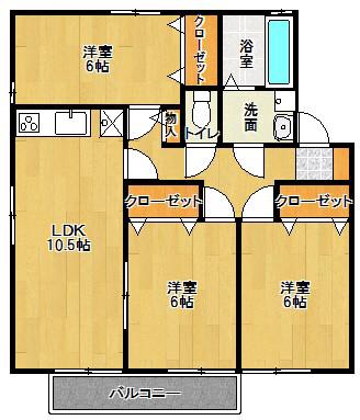 シャルマンハウス兵庫南B(3LDK/1階)の間取り写真