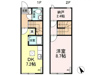 YSAP厨川(1SDK/2階)の間取り写真