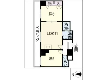 パインエリゼ(2LDK/10階)の間取り写真
