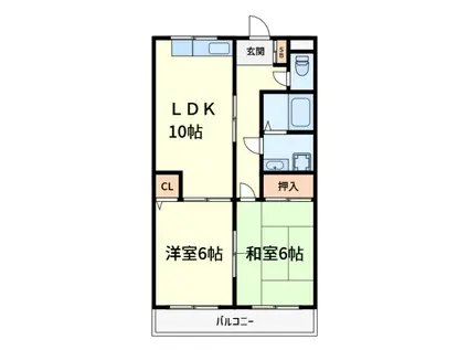 グリーンメモリアパートII(2LDK/2階)の間取り写真