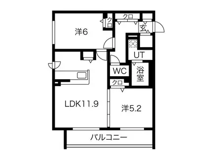 エナグランツ山鼻公園(2LDK/3階)の間取り写真