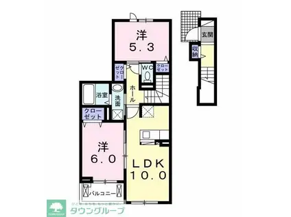 アイダッシュII(2LDK/2階)の間取り写真
