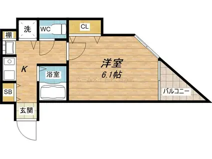 グローディア天満橋(1K/3階)の間取り写真