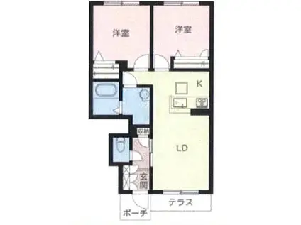 シャーメゾン青山北(2LDK/1階)の間取り写真