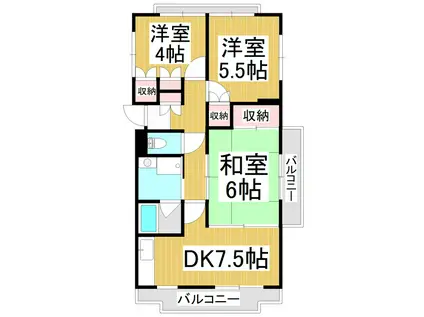 ポルテボナール茜(3DK/3階)の間取り写真