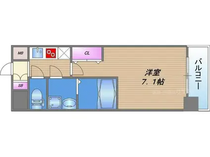 アドバンス大阪城グロリア(1K/3階)の間取り写真