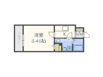 RSQUARE東天満(1K/6階)の間取り写真