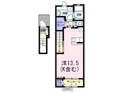 ゼフィール(ワンルーム/2階)の間取り写真