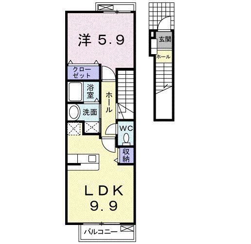 グランツみしま(1LDK/2階)の間取り写真