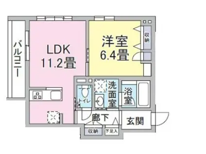 クレイドル ユウシン(1LDK/2階)の間取り写真