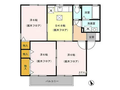 ソレアードB(3DK/1階)の間取り写真