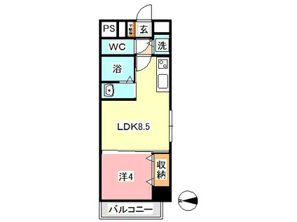 メゾン アルベロ(1LDK/4階)の間取り写真