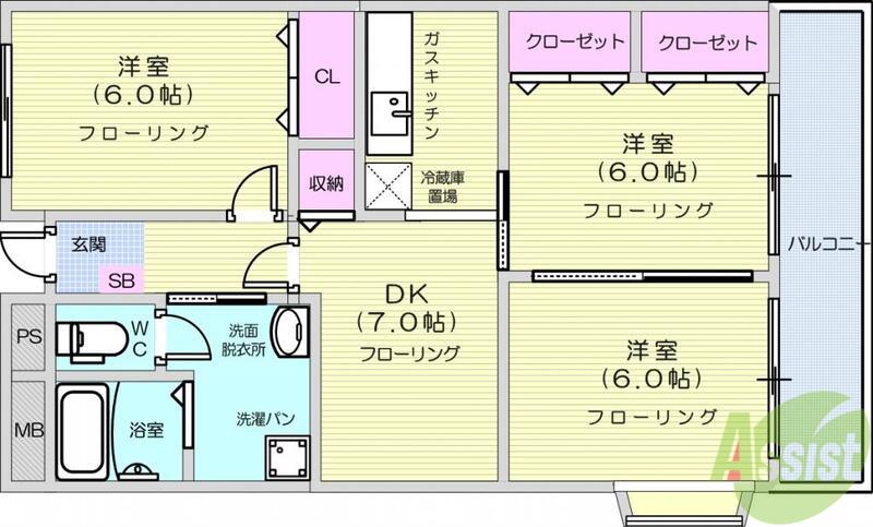ハイツリュミエール(3LDK/3階)の間取り写真
