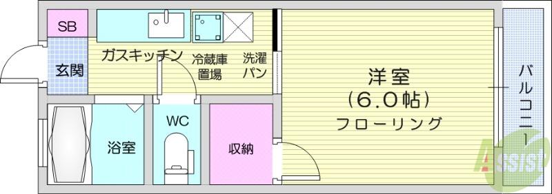 グリーンハイツ(1K/2階)の間取り写真