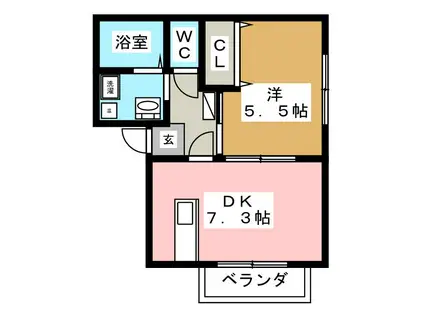 サン・FRIENDSいしい(1DK/2階)の間取り写真