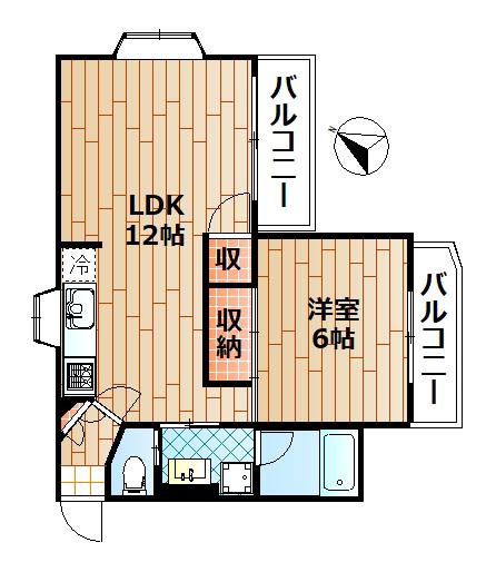MINT(1LDK/1階)の間取り写真