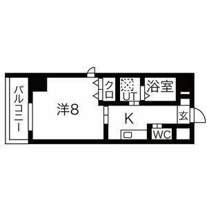 BERG IZUMI(1K/6階)の間取り写真