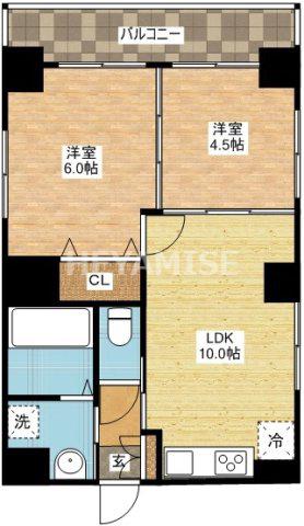 COCO今博多町(2LDK/8階)の間取り写真