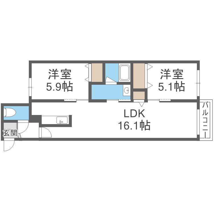 DOONA札幌(2LDK/3階)の間取り写真