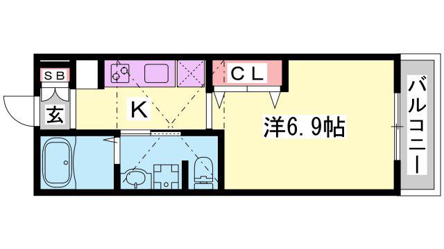 ヴィアノ緑が丘 ウエスト(ワンルーム/2階)の間取り写真