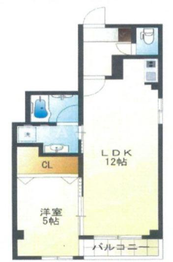 ZERO ONE 谷町(1LDK/5階)の間取り写真