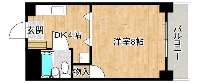 ハイツ山小屋(1DK/5階)の間取り写真