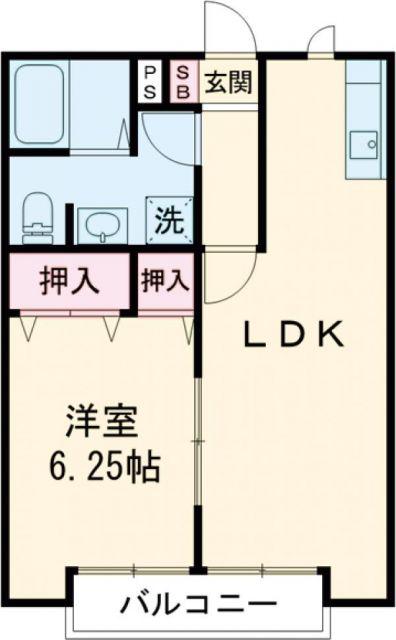 BELLE LEAD あきる野(1LDK/2階)の間取り写真