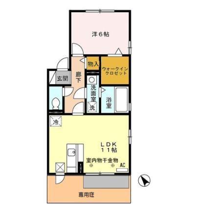 ブランシェB(1LDK/1階)の間取り写真