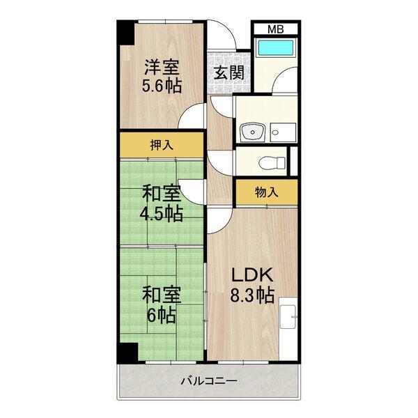 エムテック藤井寺(3LDK/3階)の間取り写真