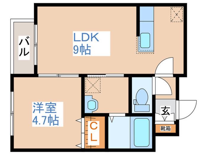 リバージュL38(1LDK/2階)の間取り写真