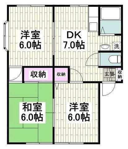 サンビレッジ湘南A(3DK/2階)の間取り写真