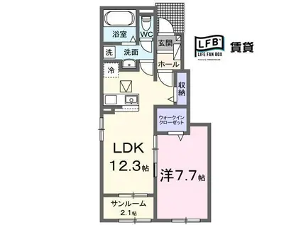 ヴェルデ・ヴェントI(1LDK/1階)の間取り写真