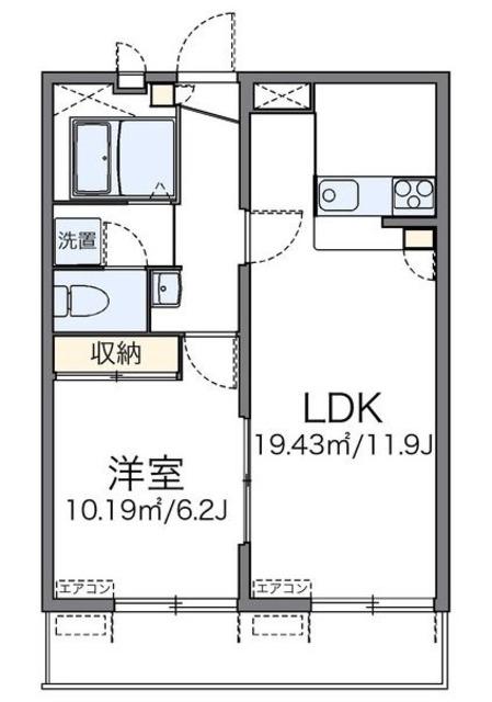 レオパレス翔(1LDK/3階)の間取り写真