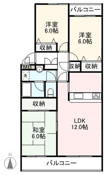 サンコート屋島(3LDK/3階)の間取り写真